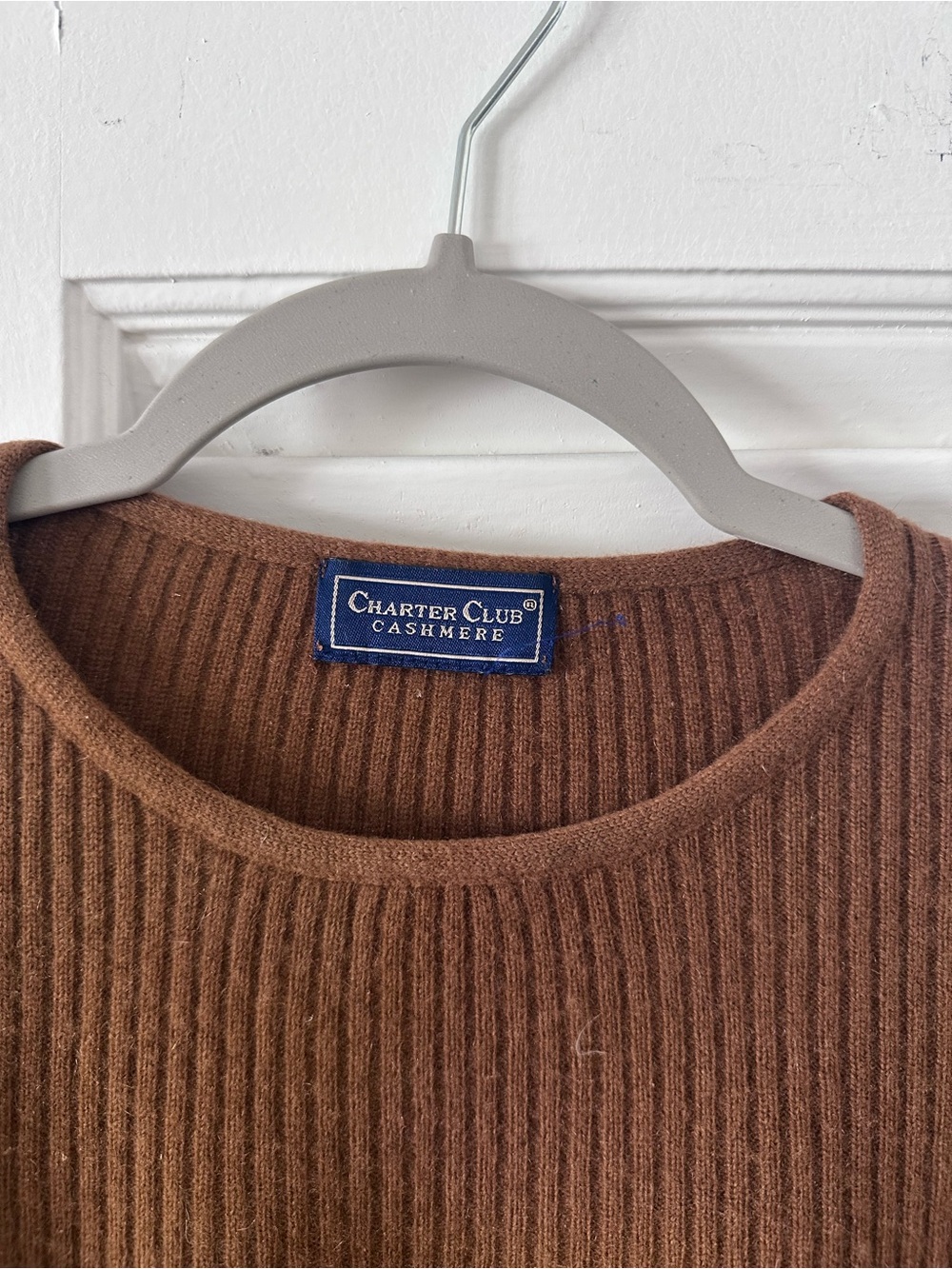 Vintage Charter Club Cashmere Ribbed Sweater — Brown, Small - Picture 2 of 3